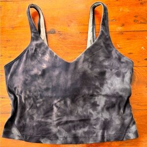 lululemon athletica Blue and Dark Grey Tie-Dye Crop Tank Top